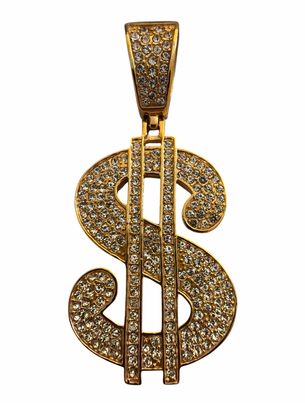 Gold Tone Crystal Dollar Sign Pendant - Women Jewelry NWOT